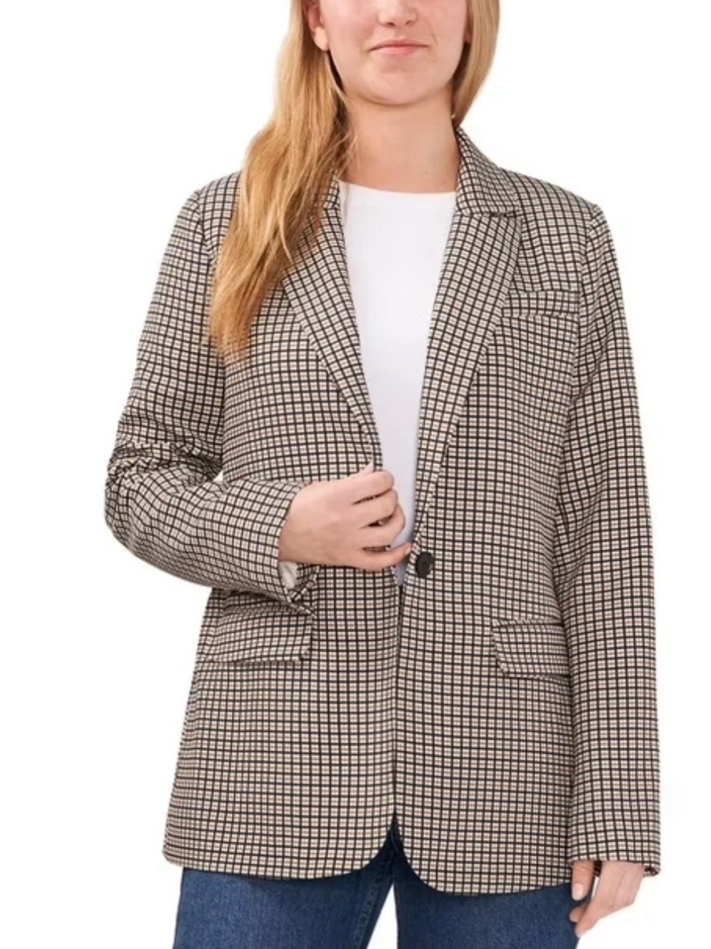 NWT Vince Camuto Plaid Blazer - Tan Black - XL